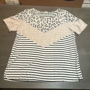 White and black short sleeve shirt